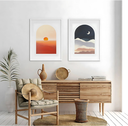 Set x2 Cuadros Abstractos Luna y Sol