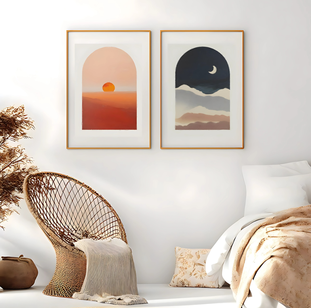 Set x2 Cuadros Abstractos Luna y Sol