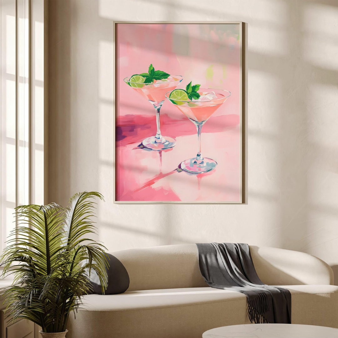 Cuadro Decorativo Cóctel Rosa Bar