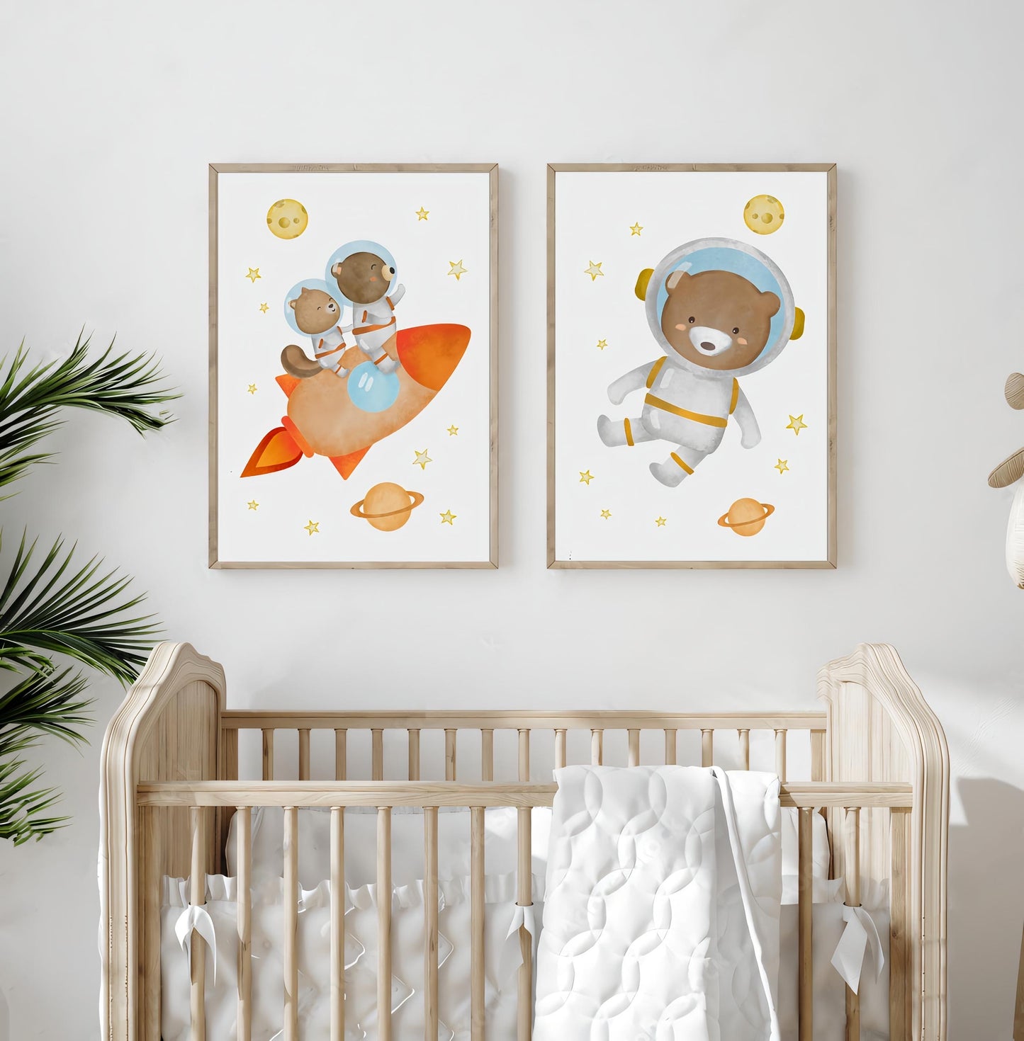 Set x3 Cuadros Osito Planetas Infantil