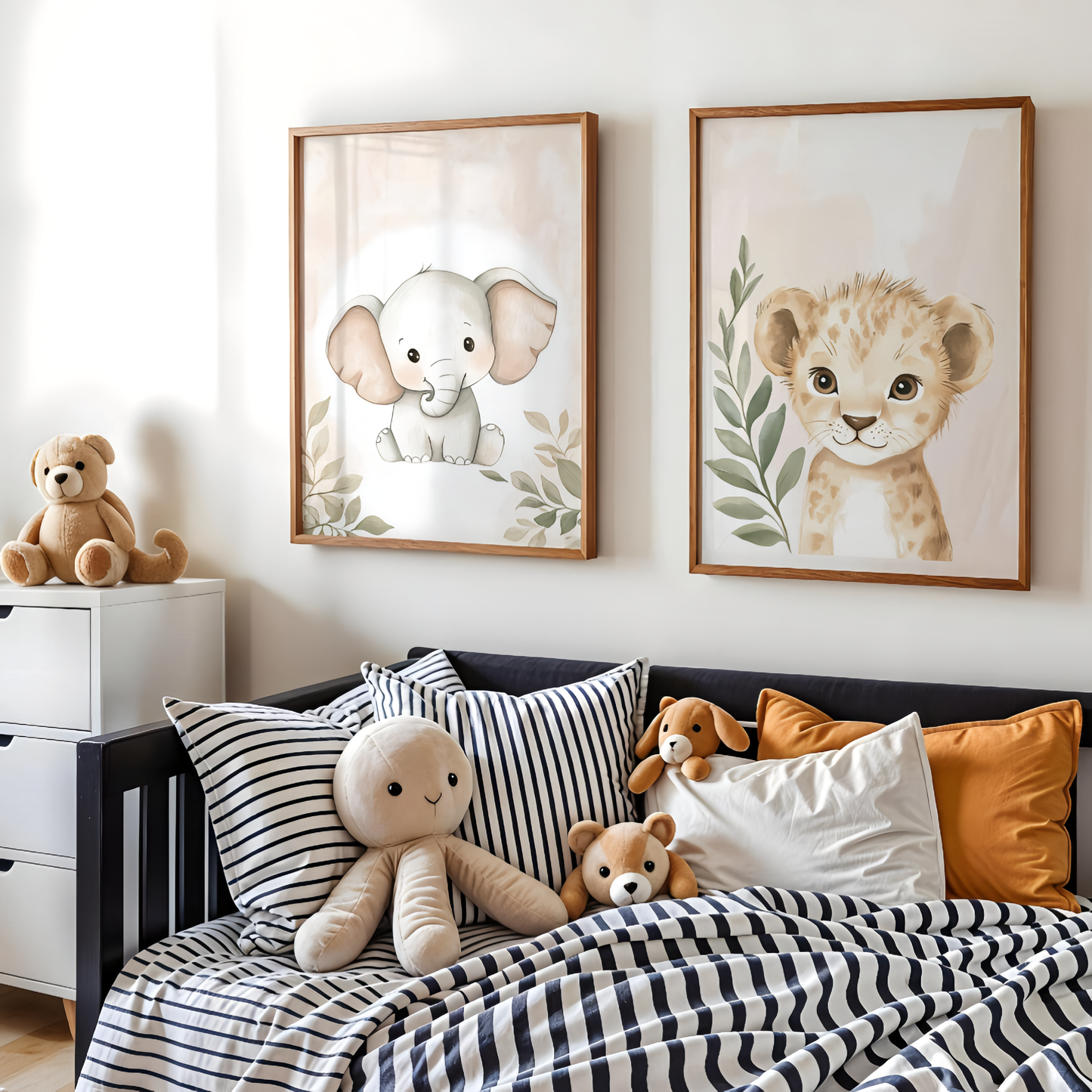 Set x2 Cuadros Elefante León bebé