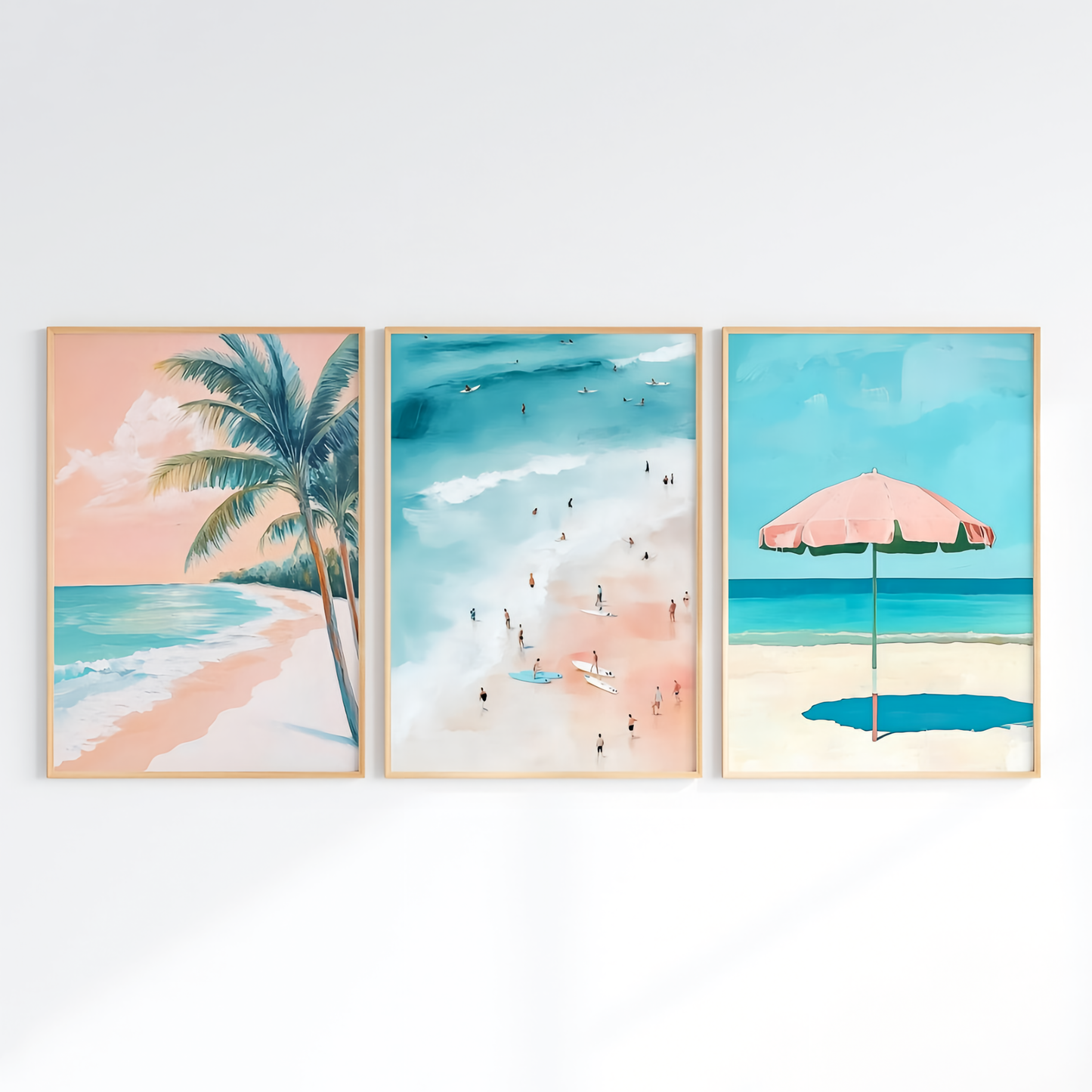Set x3 Cuadros Olas Mar