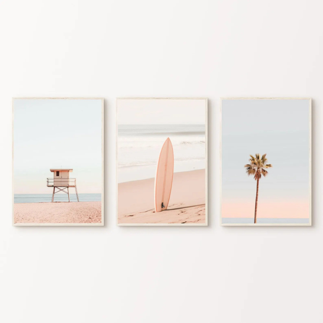 Set x3 Cuadros Decorativos Mar, Surf, Playa