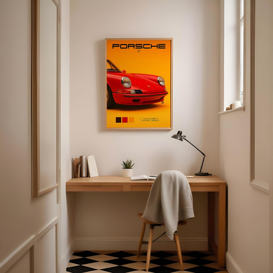 Cuadro Deportivo Porsche Amarillo y Rojo