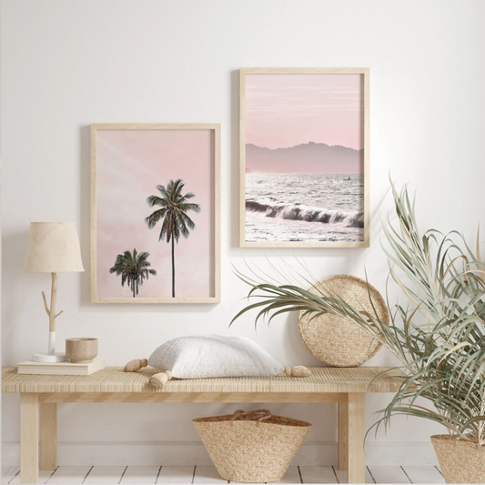 Set x2 Cuadros decoración costera, arte de playa