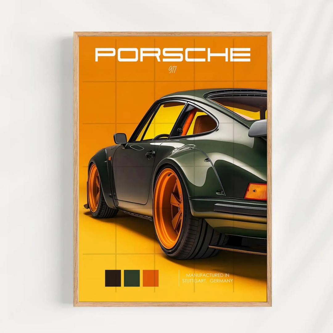 Cuadro Deportivo Porsche Verde y Amarillo I