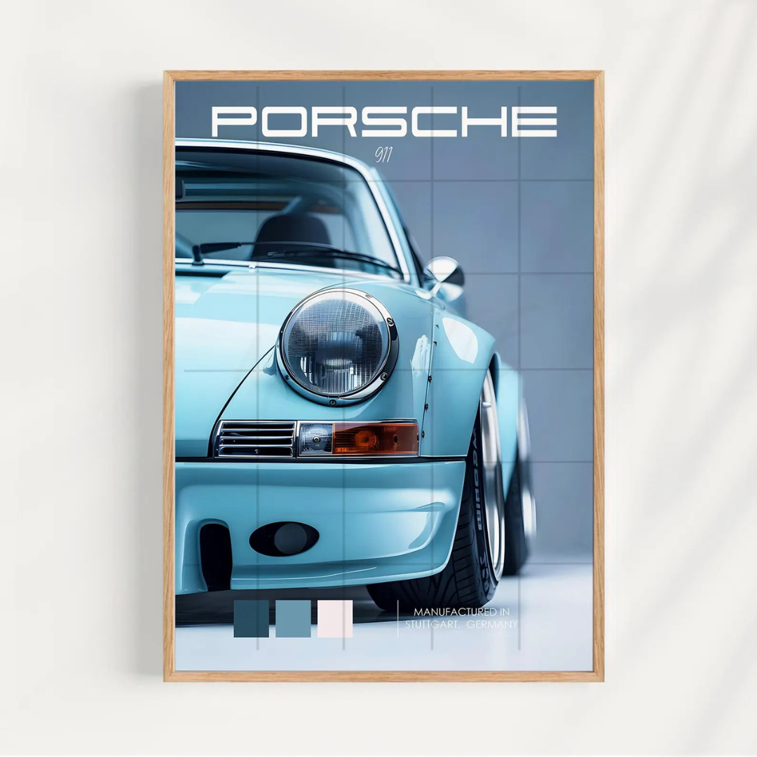 Cuadro Deportivo Porsche Celeste