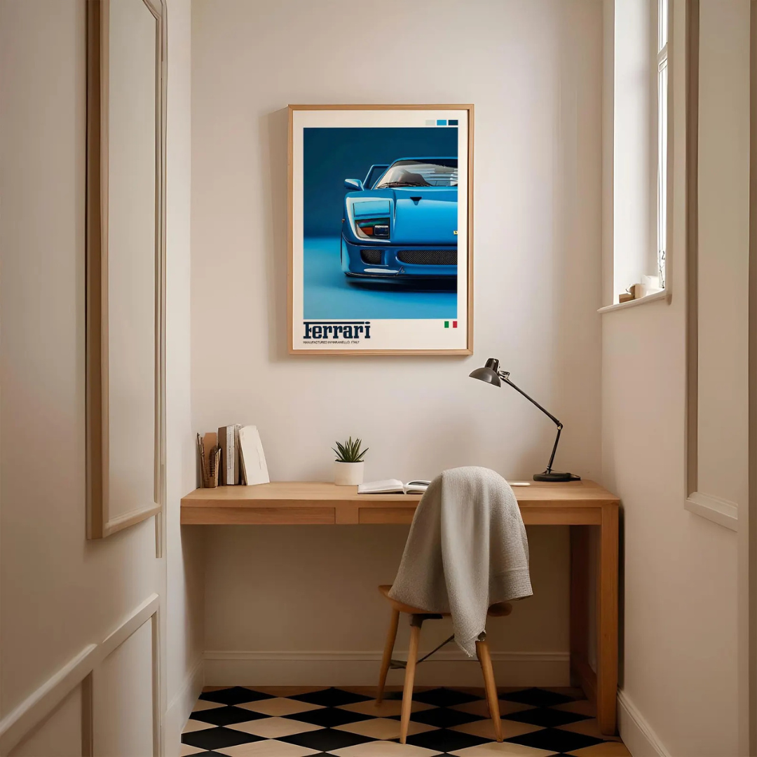 Cuadro Deportivo Ferrari F40 Azul