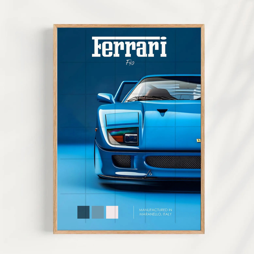 Cuadro Deportivo Ferrari F40 Azul