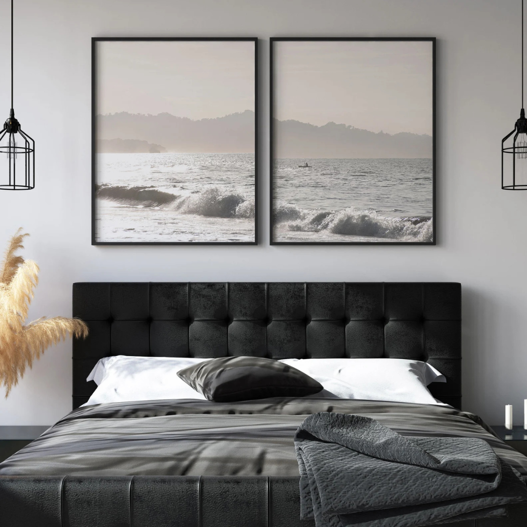 Set x2 Cuadros  oceánica, decoración de pared neutra