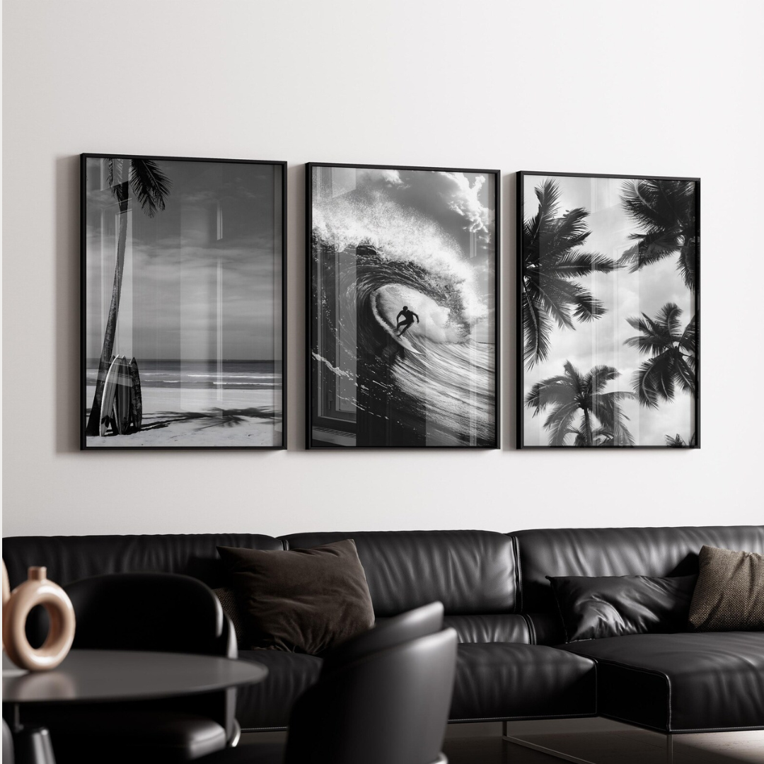 Set x3 Cuadros surf, arte mural de tabla de surf