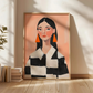 Cuadro Decorativo Ilustración Mujer Aros Naranja