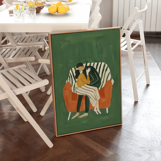 Cuadro Decorativo Ilustración Pareja Abrazada