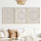 Set x3 Cuadros Decorativos  bohemio con mandalas