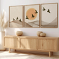 Set x3 Cuadros Abstracto beige, conjunto de pared minimalista de estilo japandi
