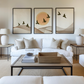 Set x3 Cuadros Abstracto beige, conjunto de pared minimalista de estilo japandi