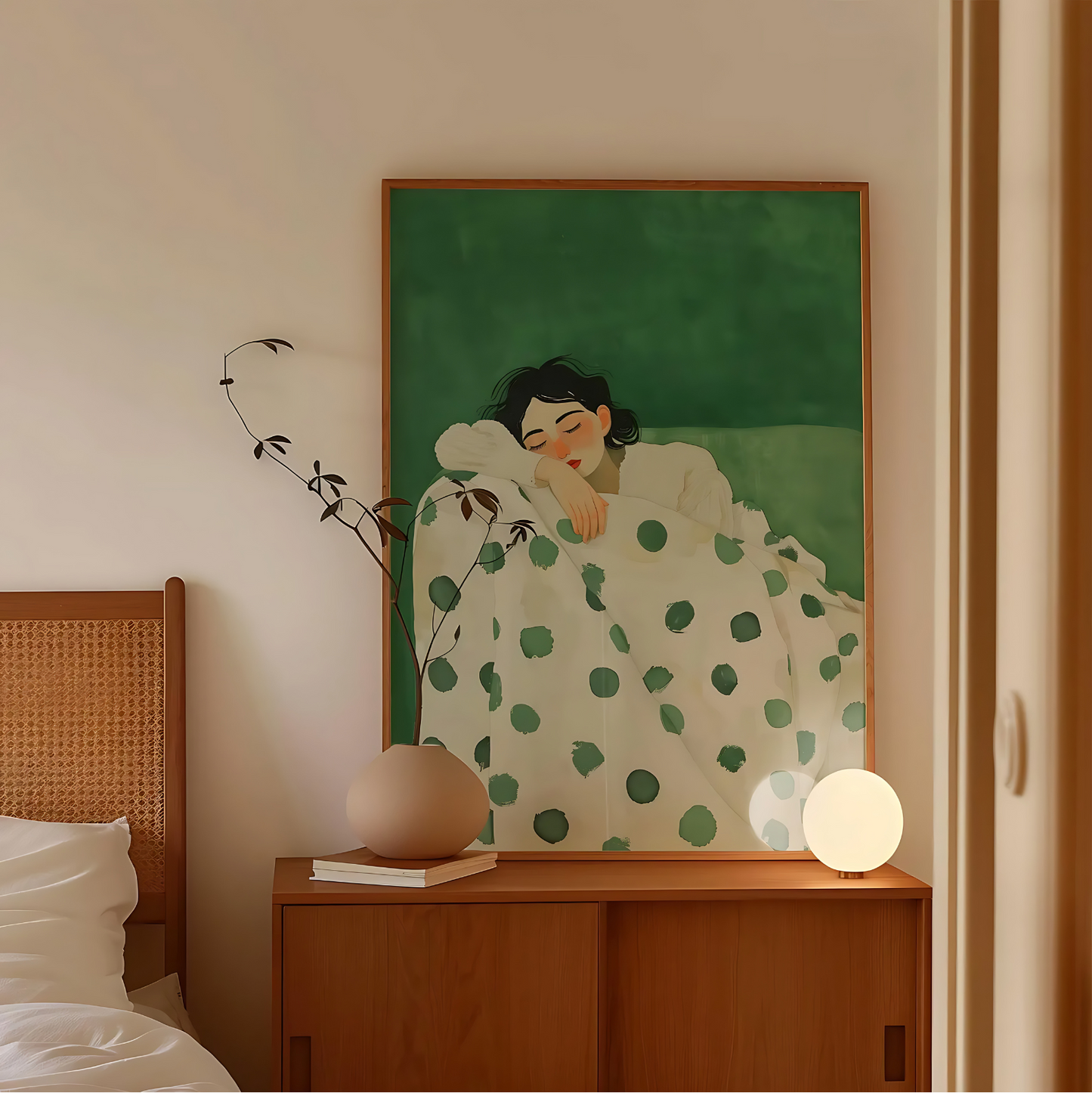 Cuadro Decorativo Ilustración  Mujer De Vestido Acostada