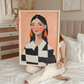 Cuadro Decorativo Ilustración Mujer Aros Naranja