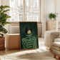 Cuadro Decorativo Ilustración Mujer Buzo Verde Rayado