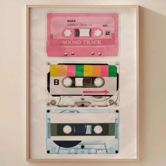 Cuadro Decorativo Musical Cassettes Coloridos