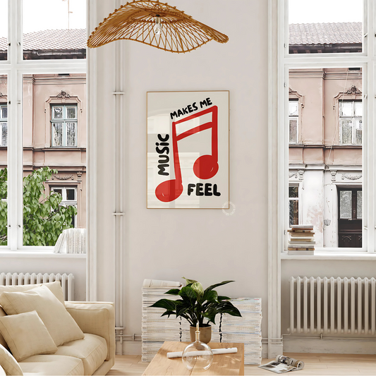 Cuadro Decorativo Musical Nota "Music Makes Me Feel"