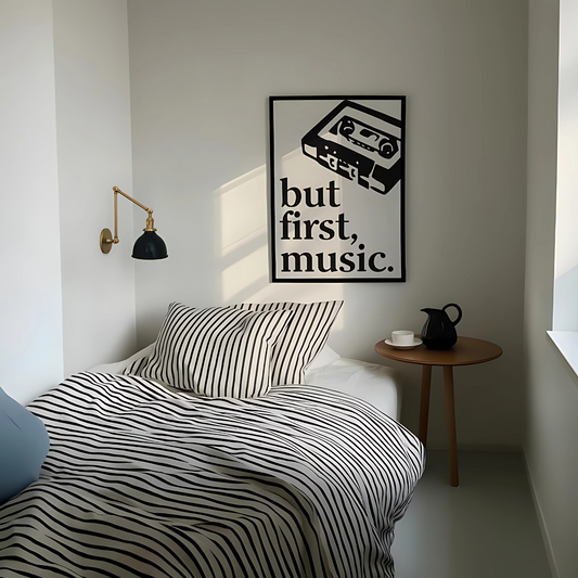 Cuadro Decorativo Musical Cassette "But First, Music  "