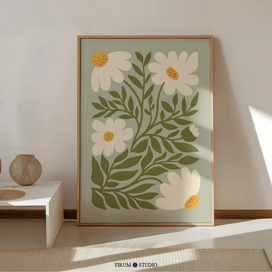 Cuadro Decorativo Botánico Margaritas Gigantes