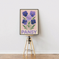 Cuadro Decorativo Botanico Flores Violetas Pansy