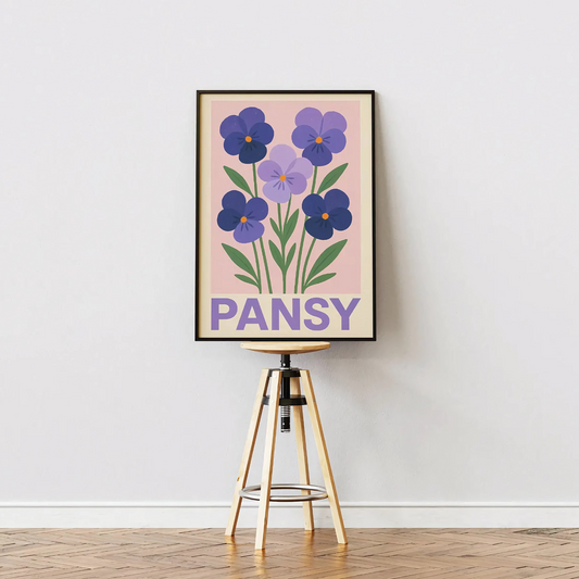 Cuadro Decorativo Botanico Flores Violetas Pansy