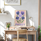 Cuadro Decorativo Botanico Flores Violetas Pansy