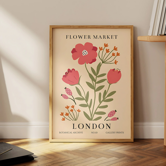 Cuadro Decorativo Botánico Flores Rosa London