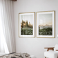 Set x2 Cuadros Decorativos Paisajes Montaña, Pinos Y Pradera Floreada