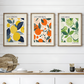 Set x3 Cuadros Decorativo Abstracto Cítricos Limón, Naranja Y Lima