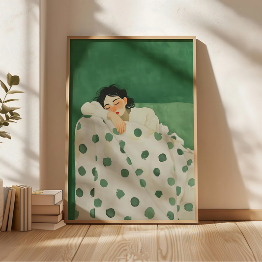 Cuadro Decorativo Ilustración  Mujer De Vestido Acostada