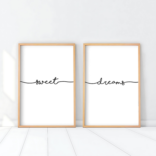 Set x2 Cuadros Decorativos Ilustración " Sweet Dreams "