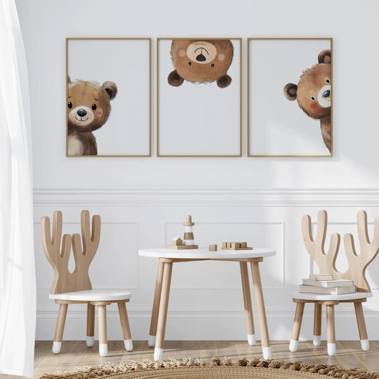 Set x3 Cuadros decorativos infantiles Ositos de peluche