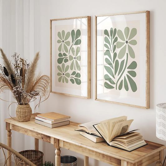Set x2 Cuadros Decorativos Botanicos Vegetacion Verdes