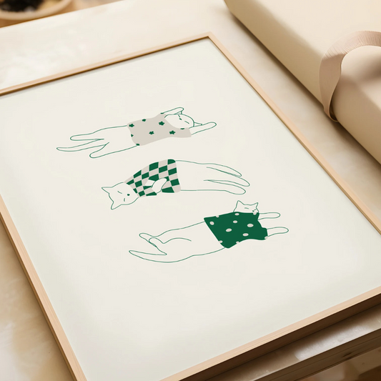 Cuadro Gatos con suéteres, arte para amantes de los gatos