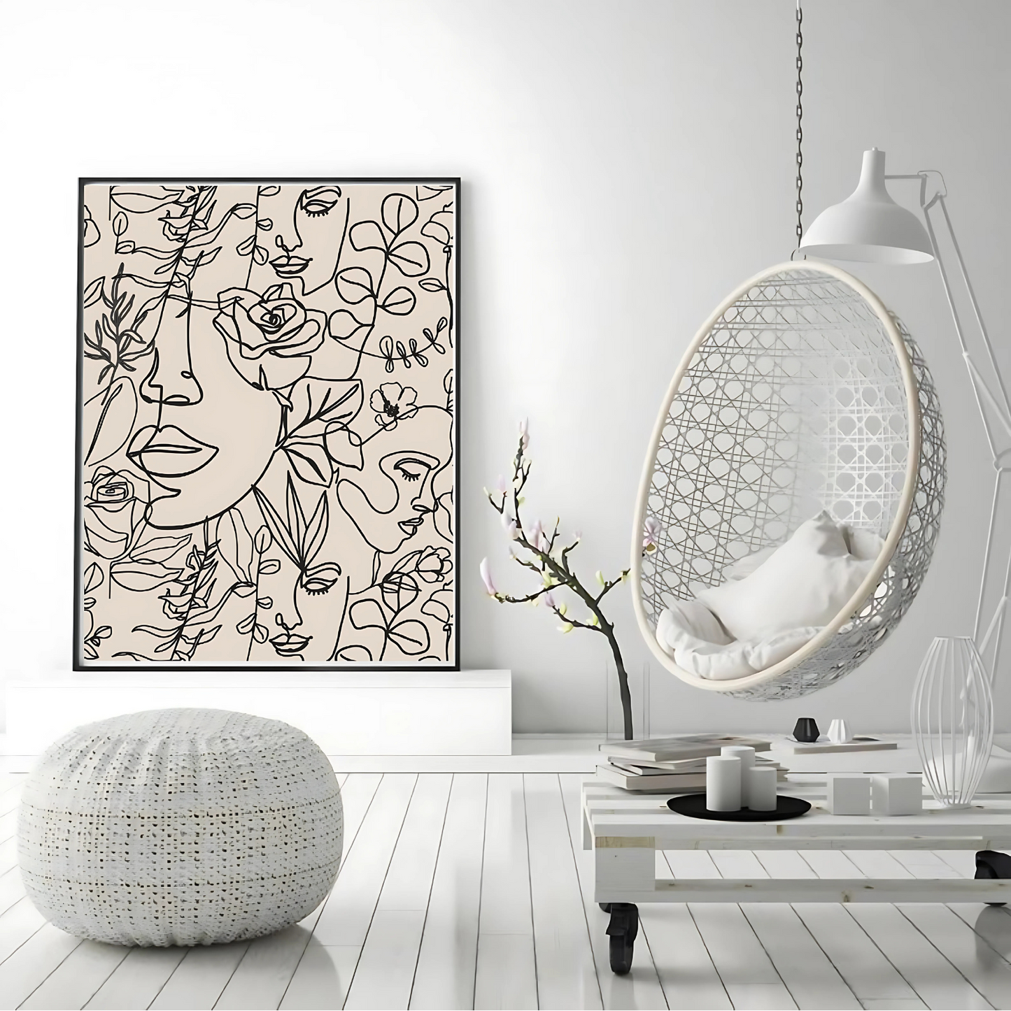 Cuadro Decorativo Abstracto Tres Siluetas De Mujeres Floreado