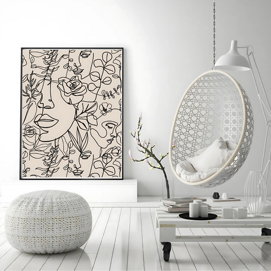 Cuadro Decorativo Abstracto Tres Siluetas De Mujeres Floreado