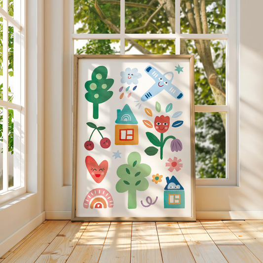 Cuadro Decorativo de pared para guardería con arcoíris