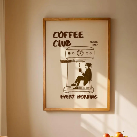 Cuadro Decorativo Club Coffee, póster retro de café