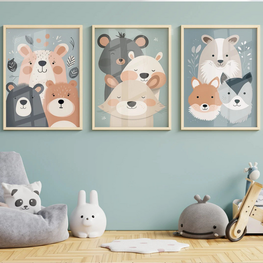 Set x3 Cuadros decorativos infantiles Ositos del Bosque