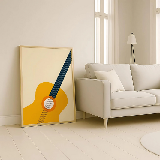 Cuadro Decorativo Musical Guitarra Animada