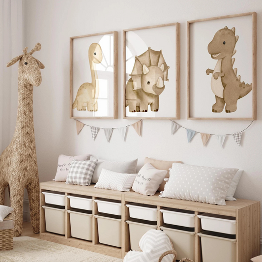 Set x3 Cuadros Infantiles, dinosaurios para guardería