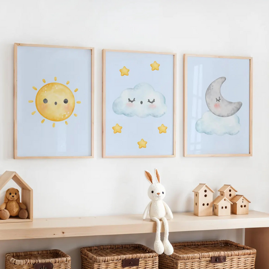 Set x3 Cuadros Infantil, Decoración para habitación de bebé niño