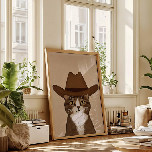 Cuadro Decorativos Gatos con Sombrero