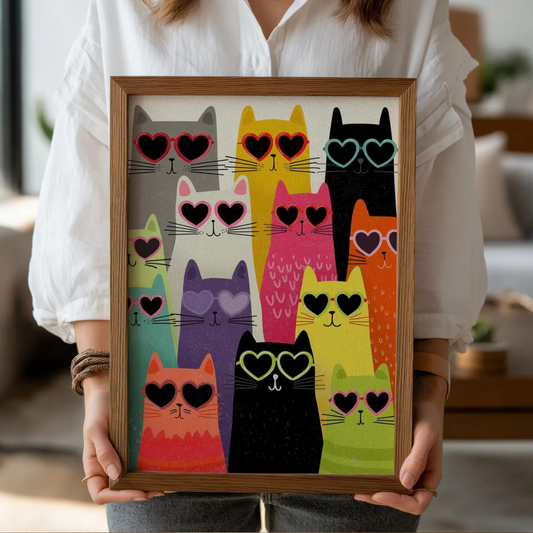 Cuadro Gatos coloridos y divertidos