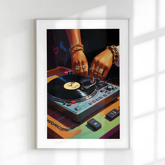Cuadro Decorativo Dj Tocadiscos A Color