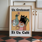 Cuadro Estampado de gato Un Croissant et Un Café